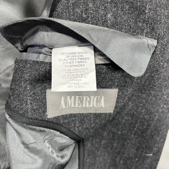 America Blazer Mens S Gray Pinstripe Wool Blend 3 Button Zip Insert Sport Coat - Picture 5 of 11